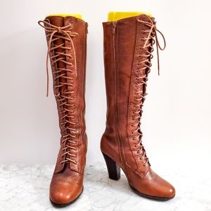 Tall, brown, victorian-style boots